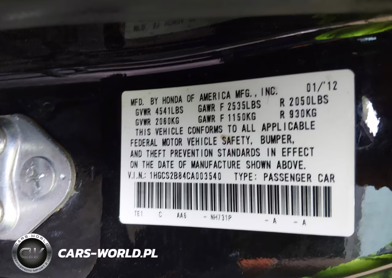 2012 Honda Accord 3.5 Ex-L VIN:1HGCS2B84CA003540 - 9