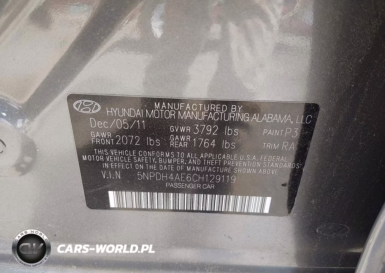 2012 Hyundai Elantra Gls VIN:5NPDH4AE6CH129119 - 9