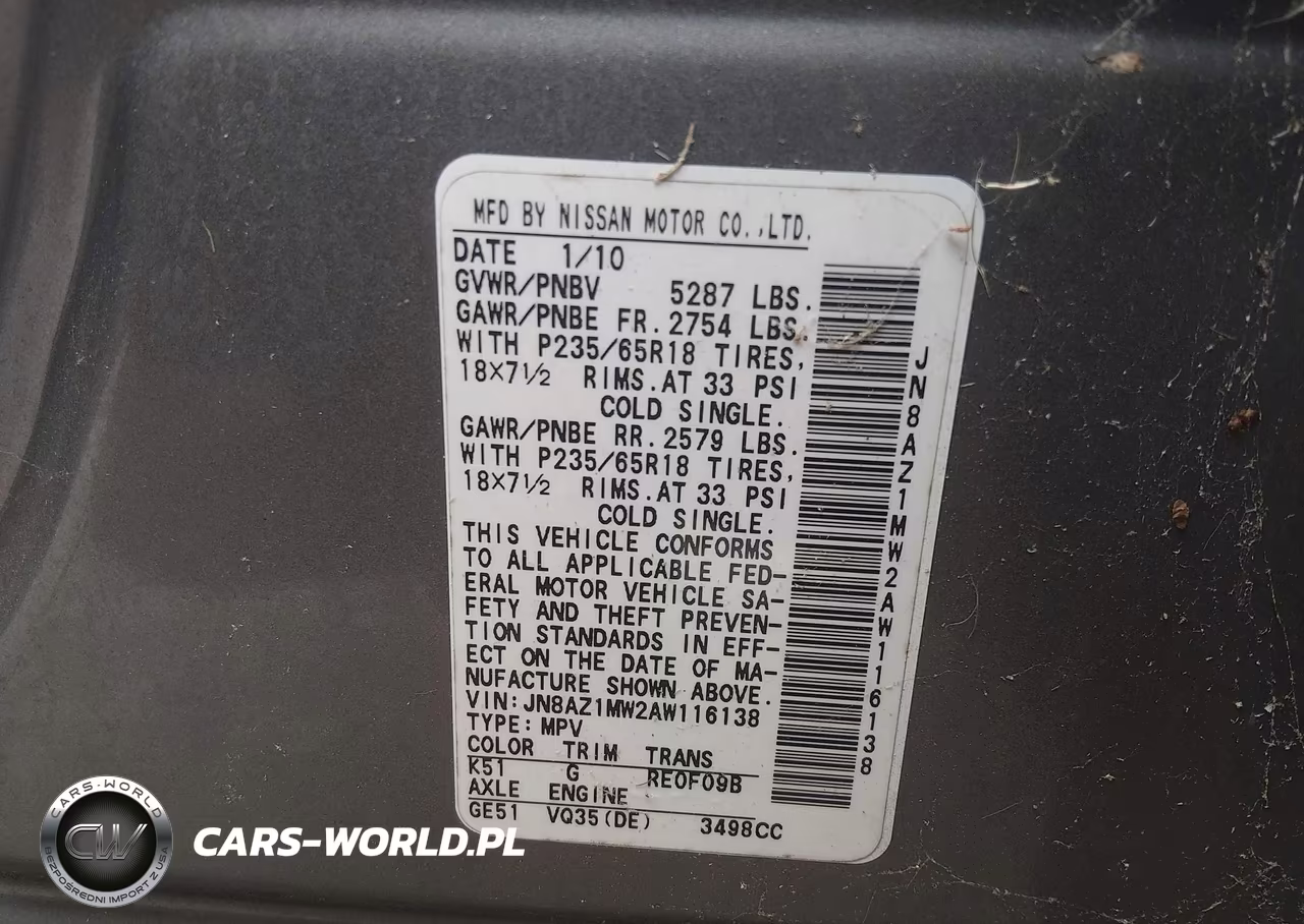 2010 Nissan Murano S VIN:JN8AZ1MW2AW116138 - 9