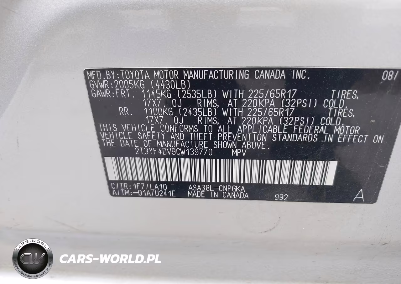 2012 Toyota Rav4 Limited VIN:2T3YF4DV9CW139770 - 9