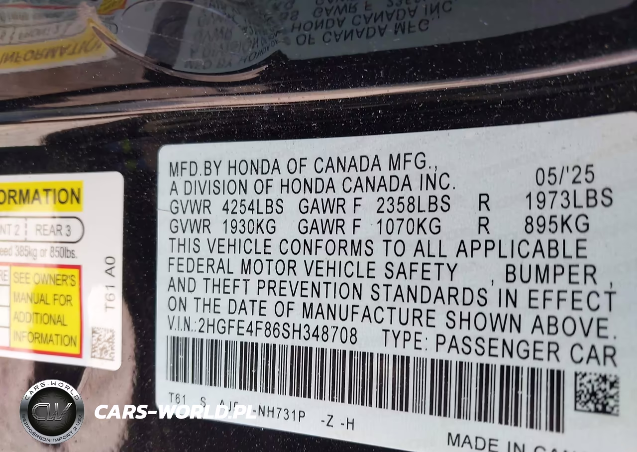 2025 Honda Civic Hybrid Sport-Sport Touring VIN:2HGFE4F86SH348708 - 9