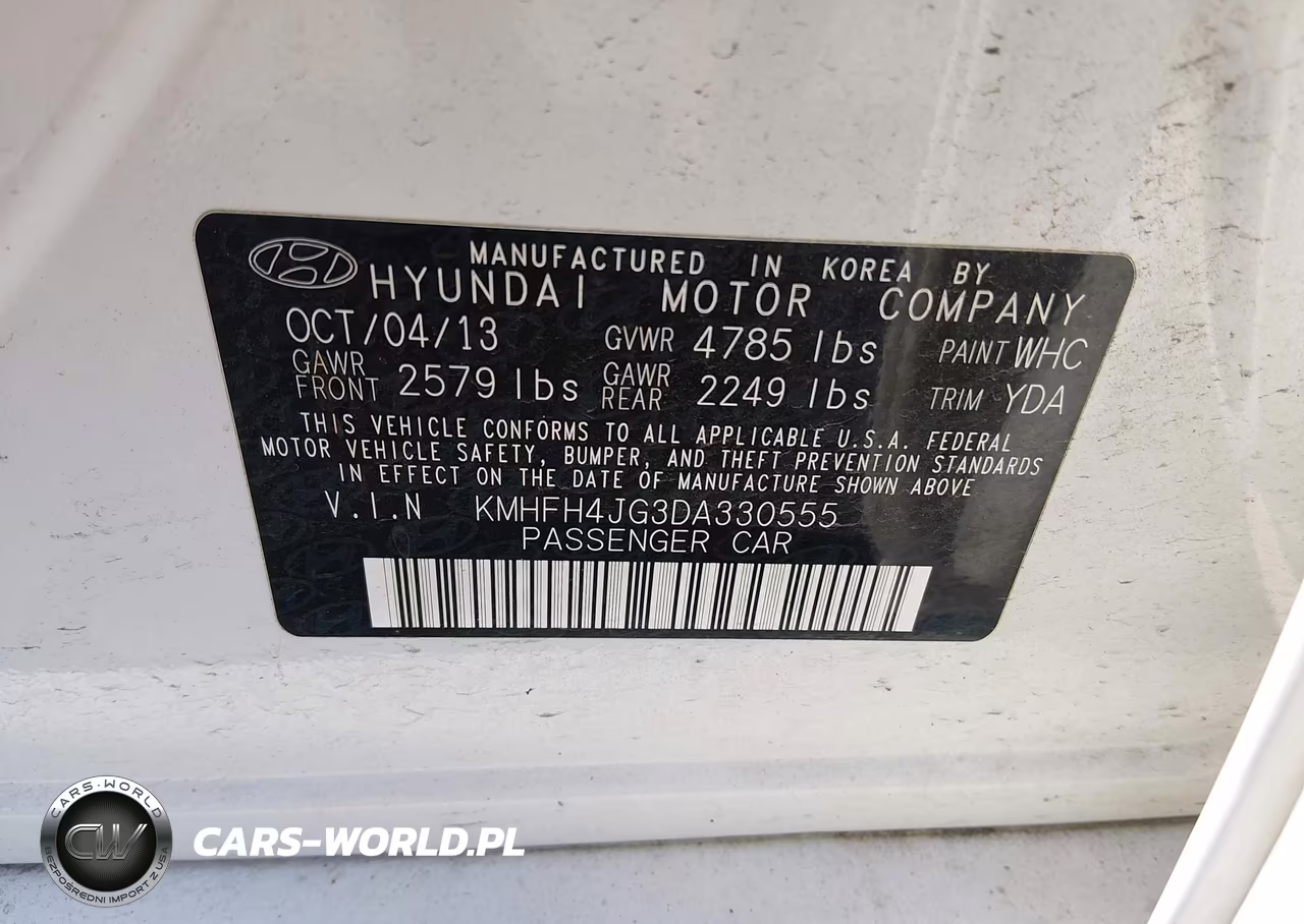 2013 Hyundai Azera VIN:KMHFH4JG3DA330555 - 9