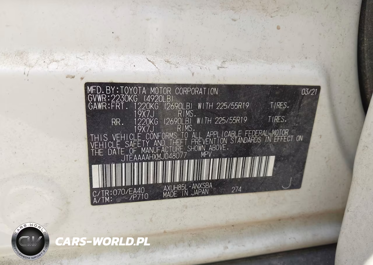 2021 Toyota Venza Limited VIN:JTEAAAAHXMJ048077 - 9