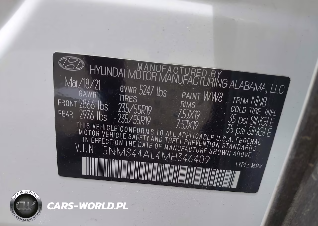2021 Hyundai Santa Fe Limited VIN:5NMS44AL4MH346409 - 9