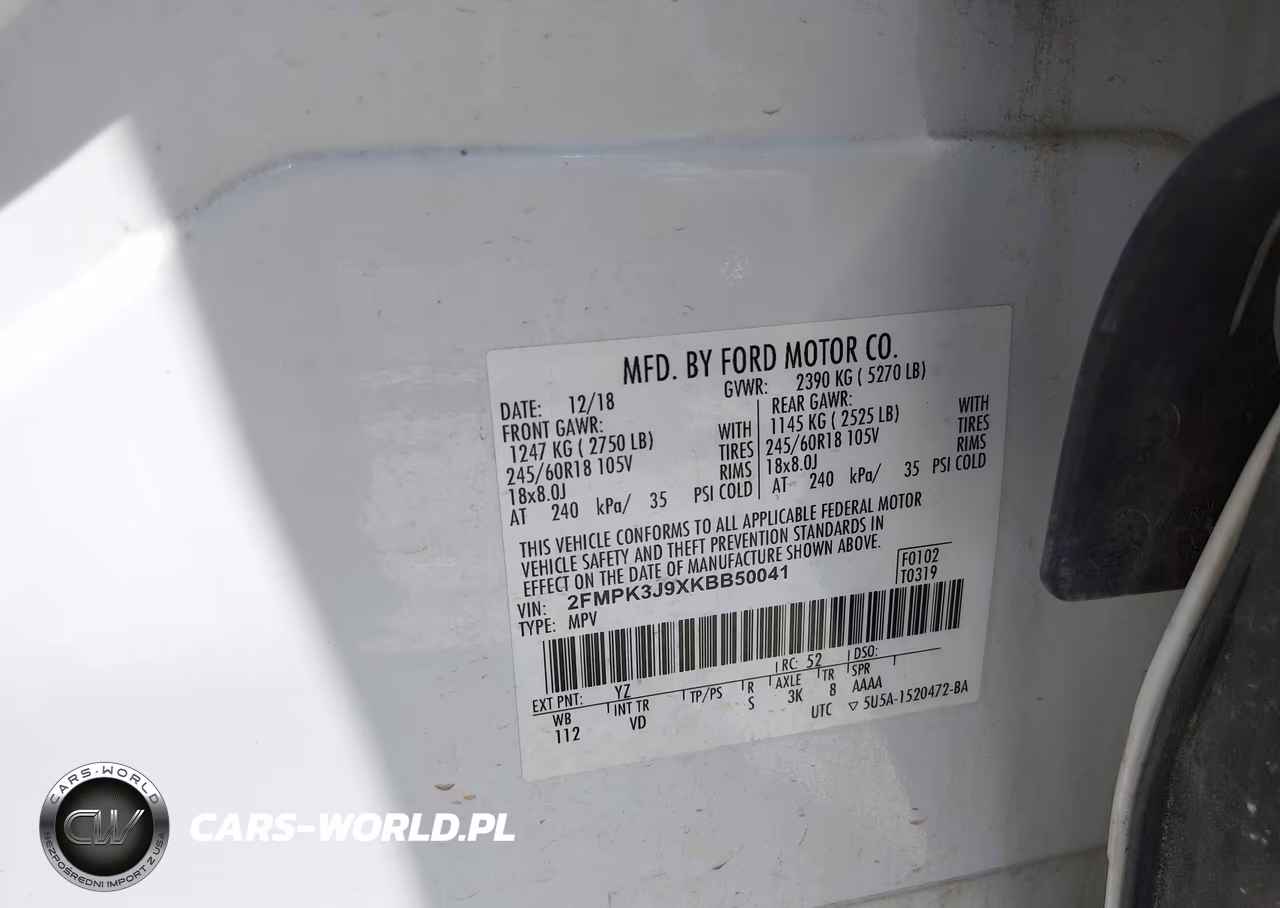2019 Ford Edge Sel VIN:2FMPK3J9XKBB50041 - 9