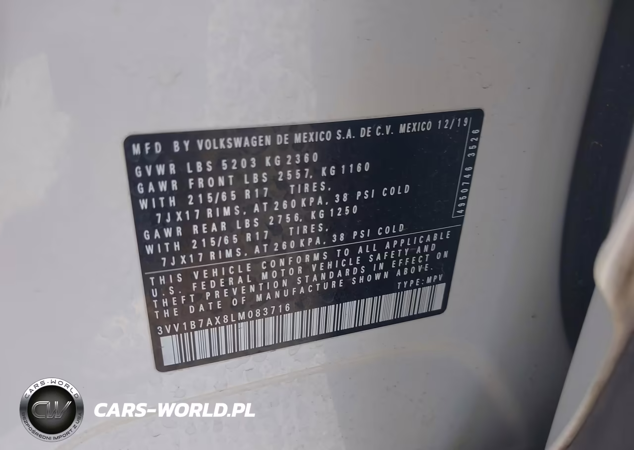 2020 Volkswagen Tiguan 2.0T S VIN:3VV1B7AX8LM083716 - 9