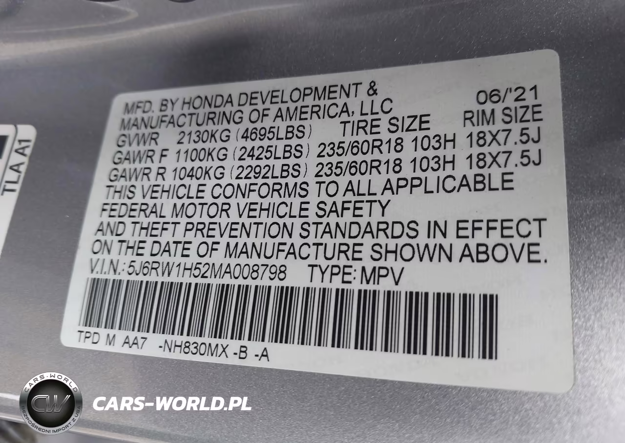 2021 Honda Cr-V 2Wd Ex VIN:5J6RW1H52MA008798 - 9