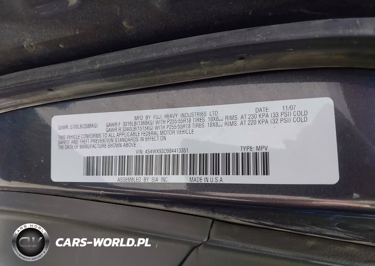 2008 Subaru Tribeca Limited 5-Passenger VIN:4S4WX93D984413351 - 9