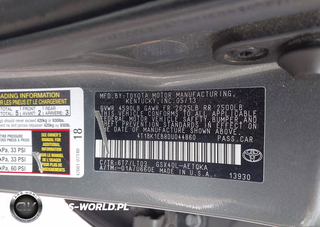 2013 Toyota Avalon Xle Touring VIN:4T1BK1EB8DU044860 - 9