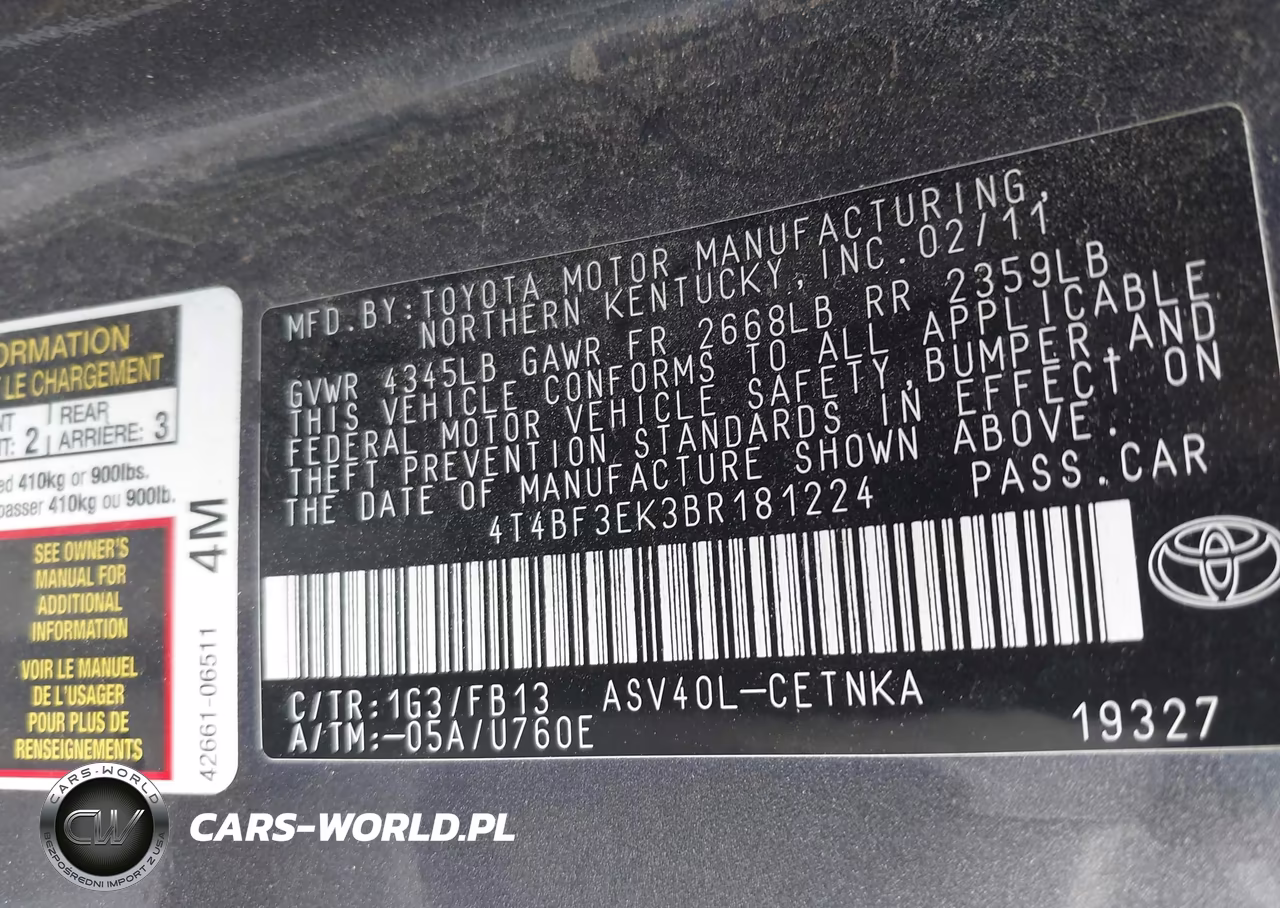 2011 Toyota Camry Le VIN:4T4BF3EK3BR181224 - 9