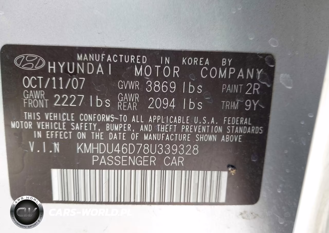 2008 Hyundai Elantra Gls-Se VIN:KMHDU46D78U339328 - 9