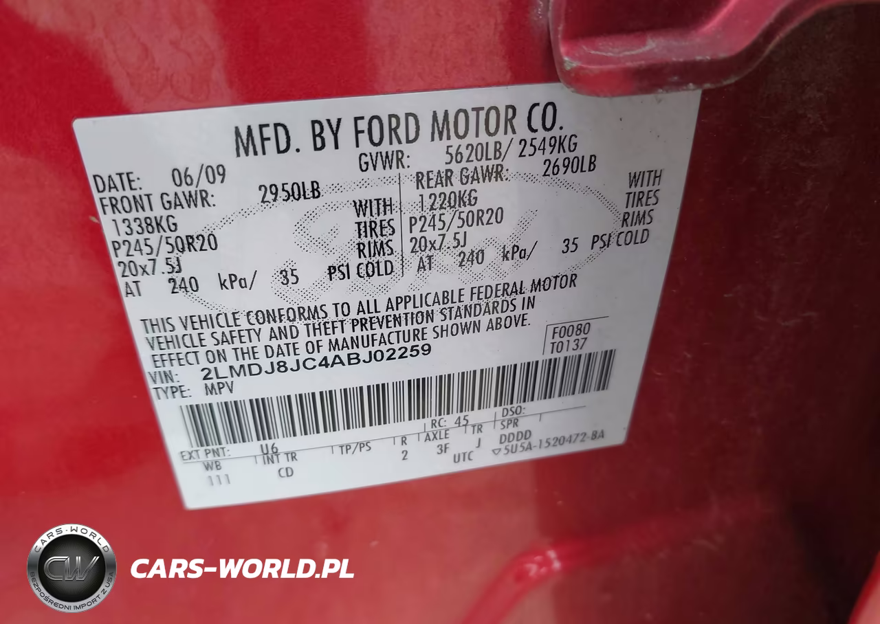 2010 Lincoln Mkx VIN:2LMDJ8JC4ABJ02259 - 9