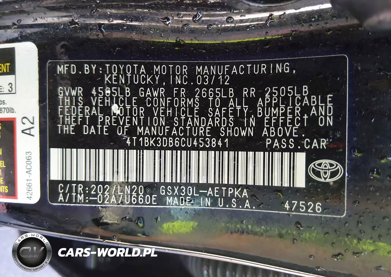 2012 Toyota Avalon Limited VIN:4T1BK3DB6CU453841 - 9