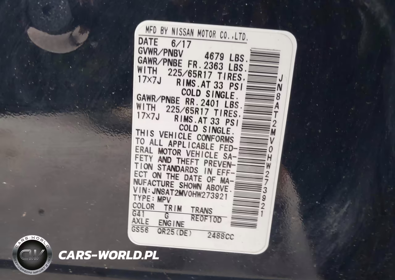 2017 Nissan Rogue Sv VIN:JN8AT2MV0HW273921 - 9