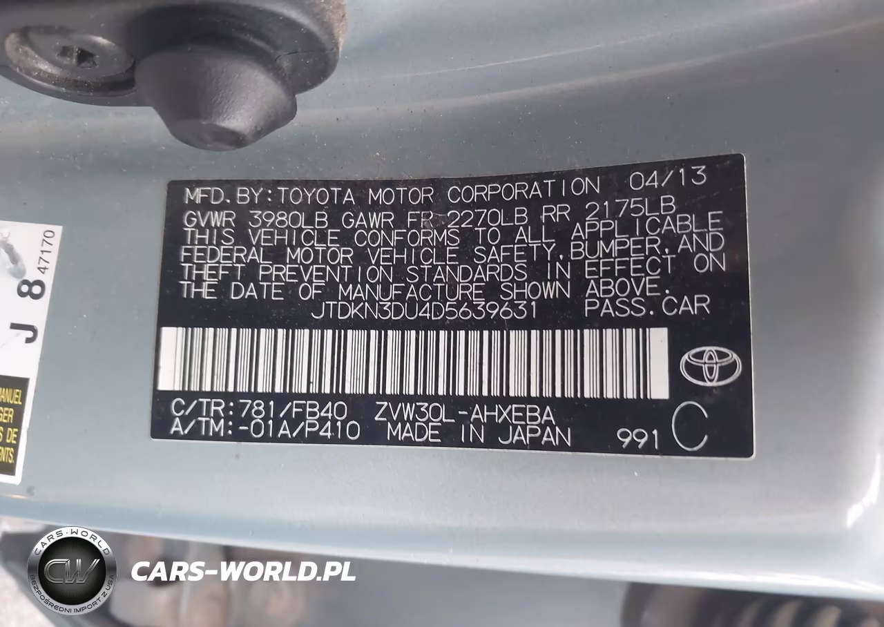2013 Toyota Prius Three VIN:JTDKN3DU4D5639631 - 9