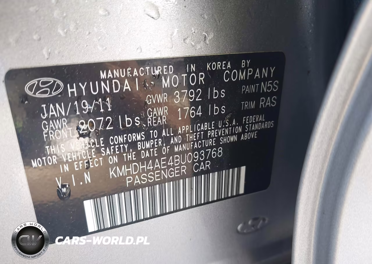 2011 Hyundai Elantra Gls (Ulsan Plant) VIN:KMHDH4AE4BU093768 - 9