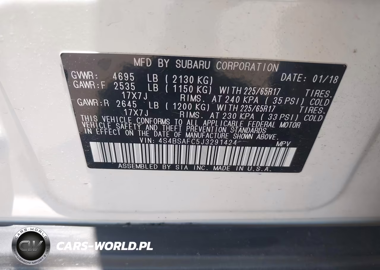 2018 Subaru Outback 2.5I Premium VIN:4S4BSAFC5J3291424 - 9