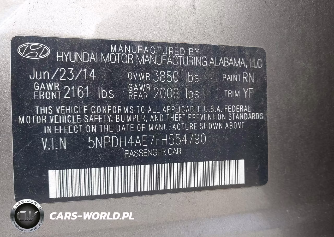 2015 Hyundai Elantra Se VIN:5NPDH4AE7FH554790 - 9