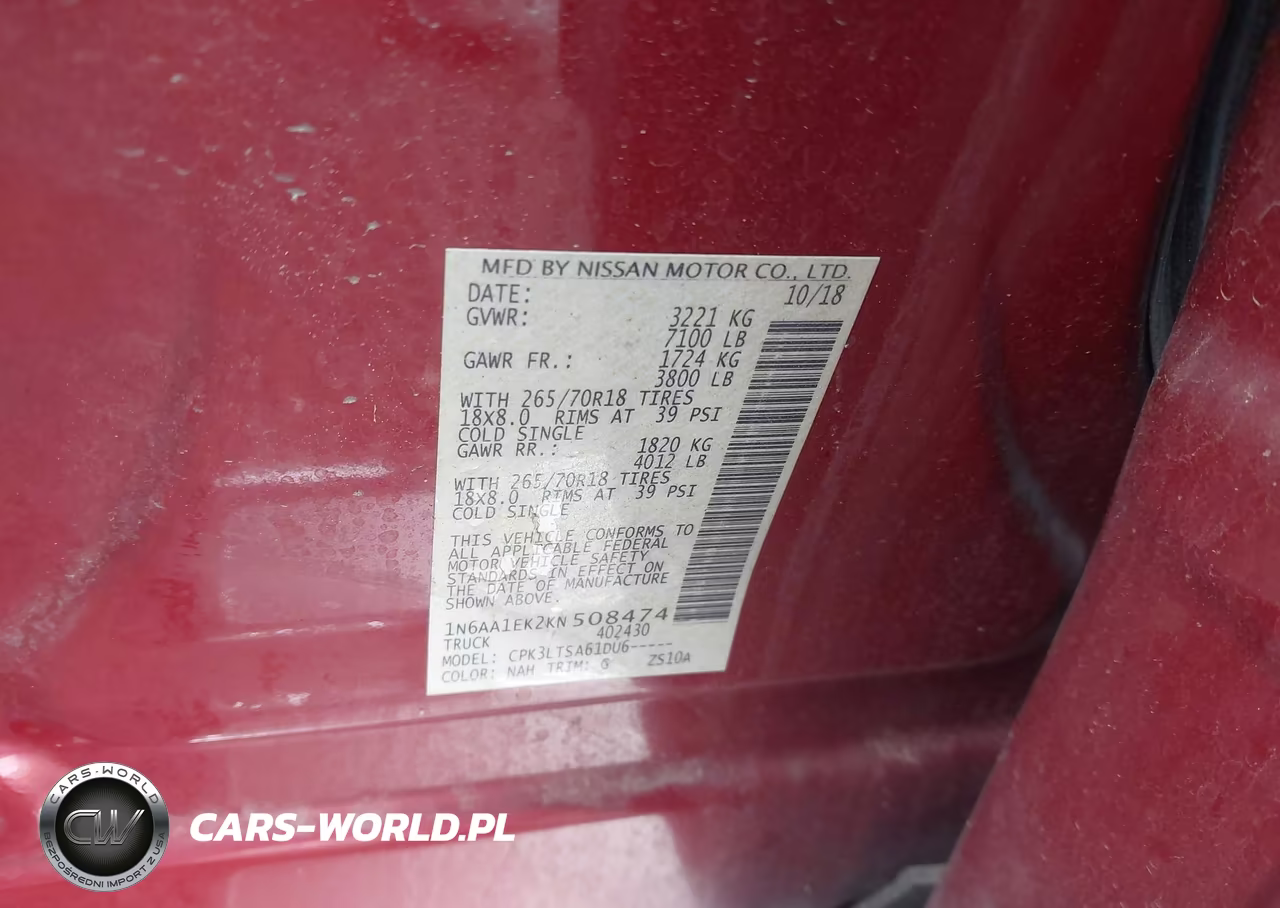 2019 Nissan Titan Sv VIN:1N6AA1EK2KN508474 - 9