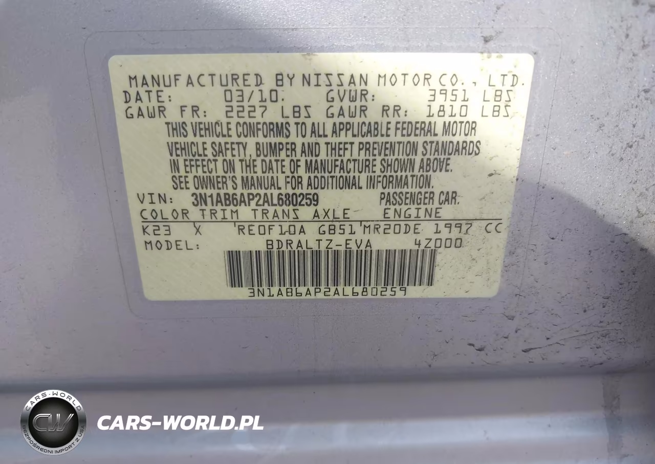 2010 Nissan Sentra 2.0S VIN:3N1AB6AP2AL680259 - 9