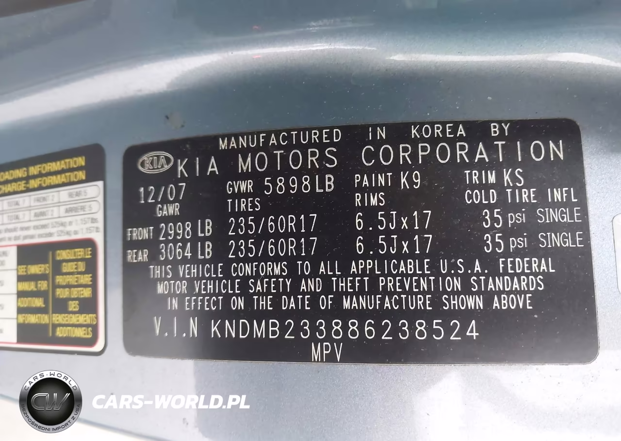 2008 Kia Sedona Ex VIN:KNDMB233886238524 - 9