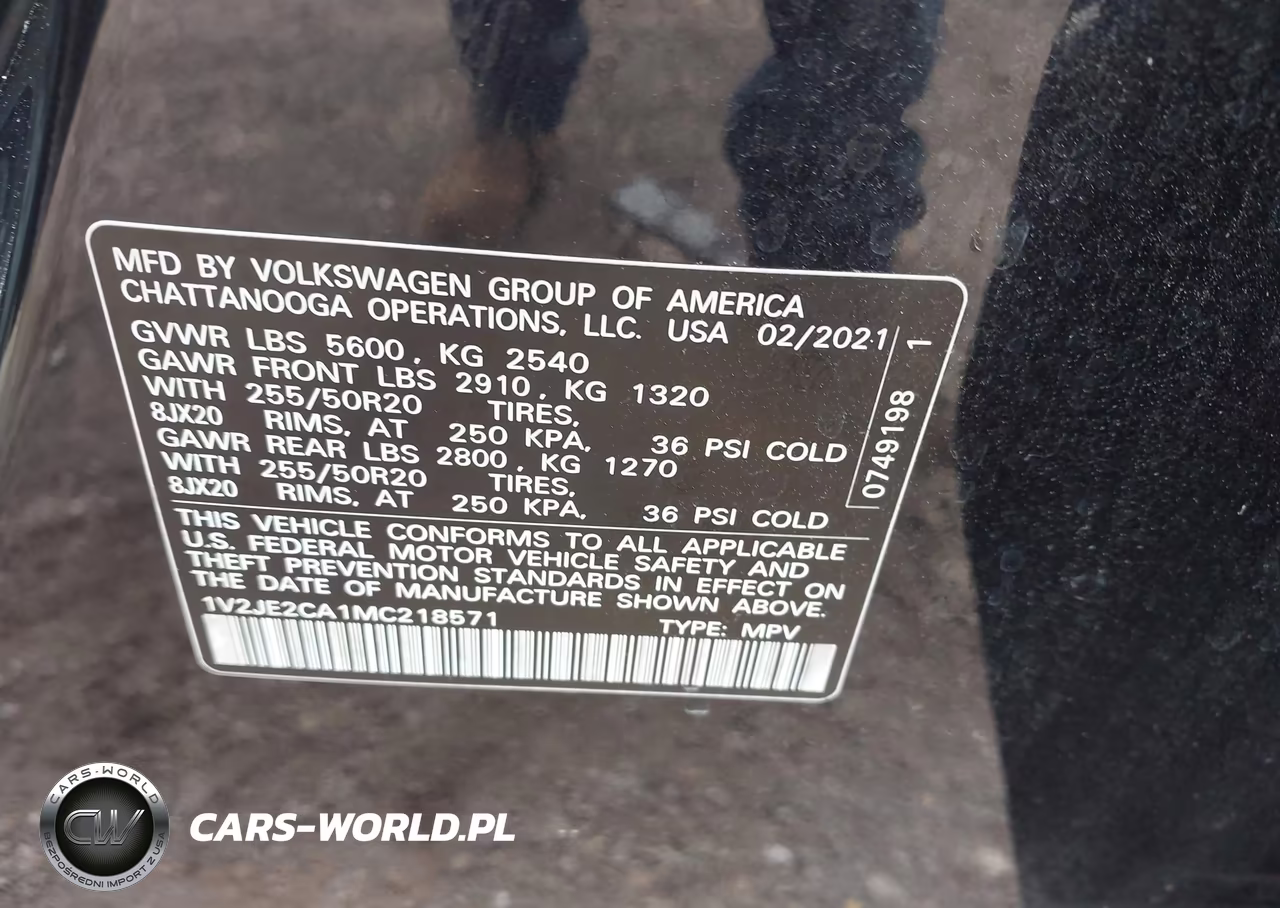 2021 Volkswagen Atlas Cross Sport 3.6L V6 Se W-Technology VIN:1V2JE2CA1MC218571 - 9