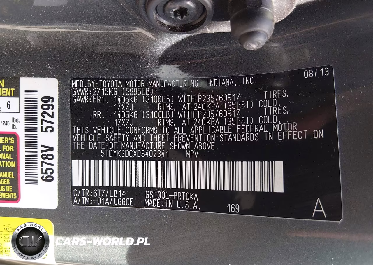 2013 Toyota Sienna Xle V6 8 Passenger VIN:5TDYK3DCXDS402341 - 9
