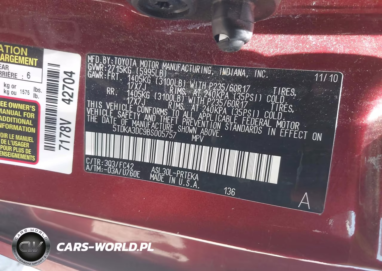 2011 Toyota Sienna Le VIN:5TDKA3DC9BS005757 - 9