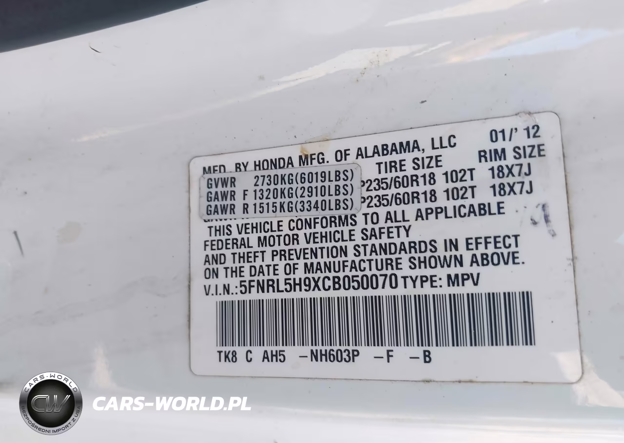 2012 Honda Odyssey Touring-Touring Elite VIN:5FNRL5H9XCB050070 - 9