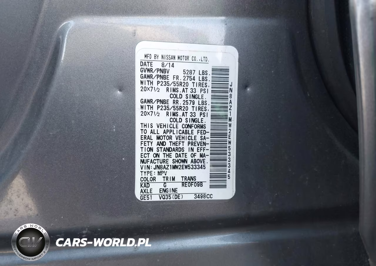 2014 Nissan Murano Le-S-Sl-Sv VIN:JN8AZ1MW2EW533345 - 9
