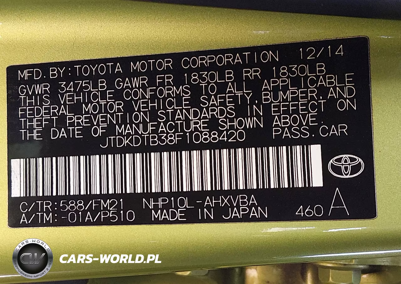 2015 Toyota Prius C Two VIN:JTDKDTB38F1088420 - 9