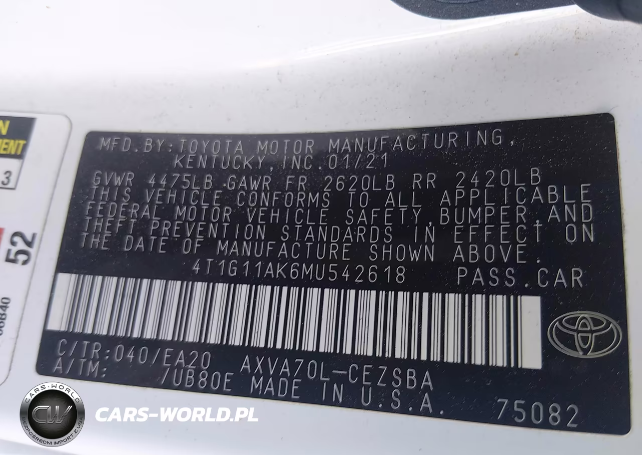 2021 Toyota Camry Se VIN:4T1G11AK6MU542618 - 9