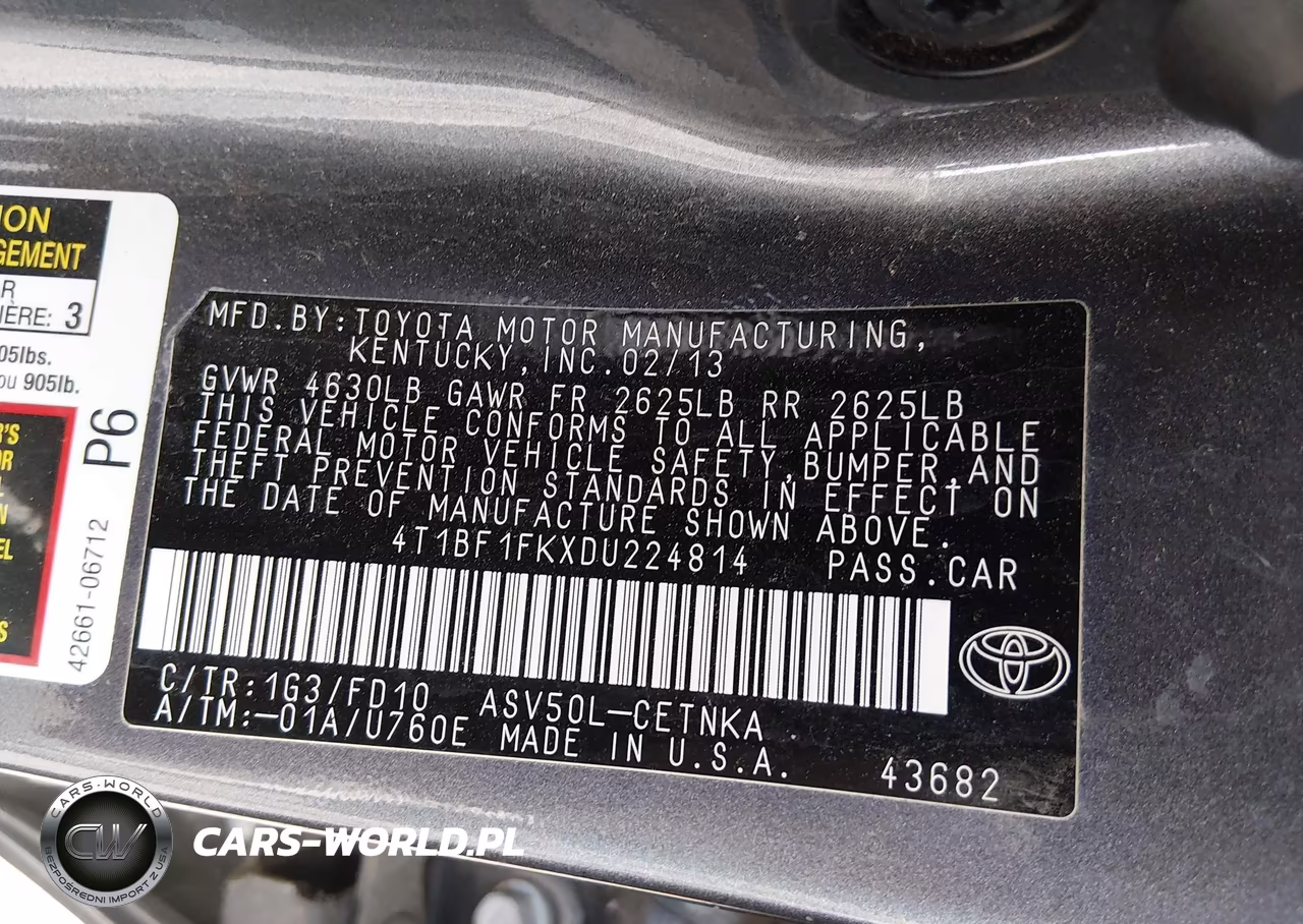 2013 Toyota Camry Le VIN:4T1BF1FKXDU224814 - 9