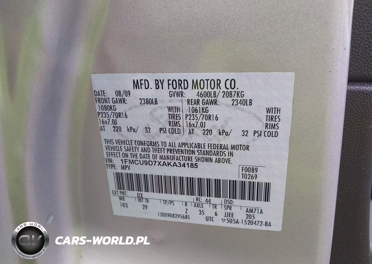 2010 Ford Escape Xlt VIN:1FMCU9D7XAKA34185 - 9