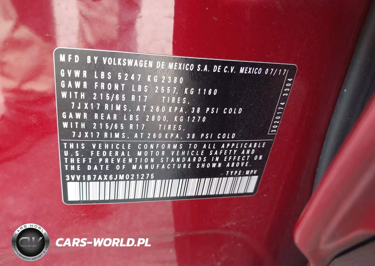 2018 Volkswagen Tiguan 2.0T S VIN:3VV1B7AX6JM021275 - 9