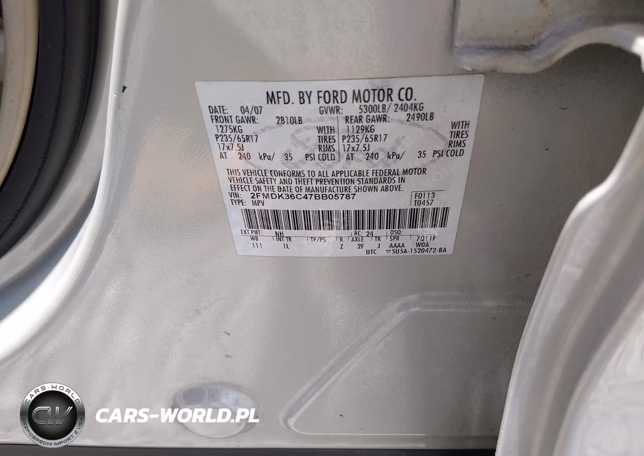 2007 Ford Edge Se VIN:2FMDK36C47BB05787 - 9