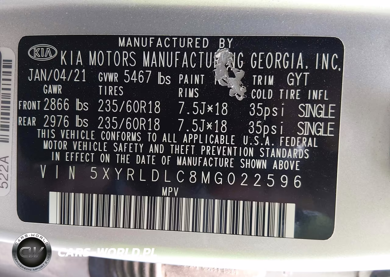 2021 Kia Sorento S VIN:5XYRLDLC8MG022596 - 9