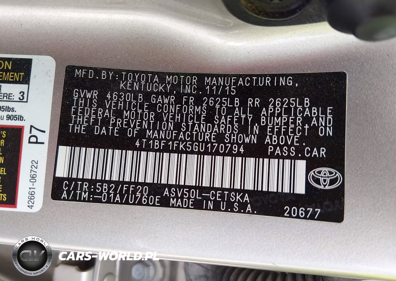 2016 Toyota Camry Se VIN:4T1BF1FK5GU170794 - 9