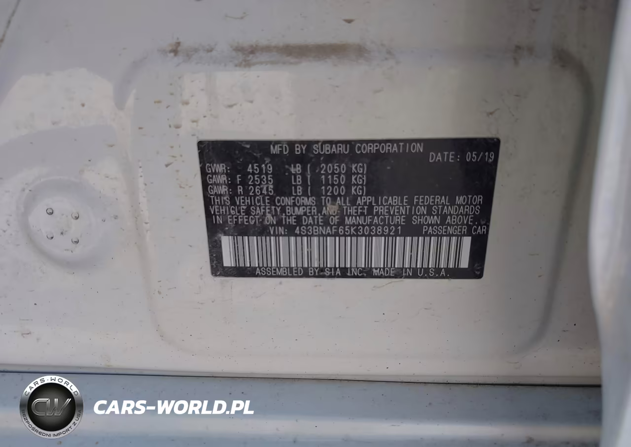 2019 Subaru Legacy 2.5I Premium VIN:4S3BNAF65K3038921 - 9