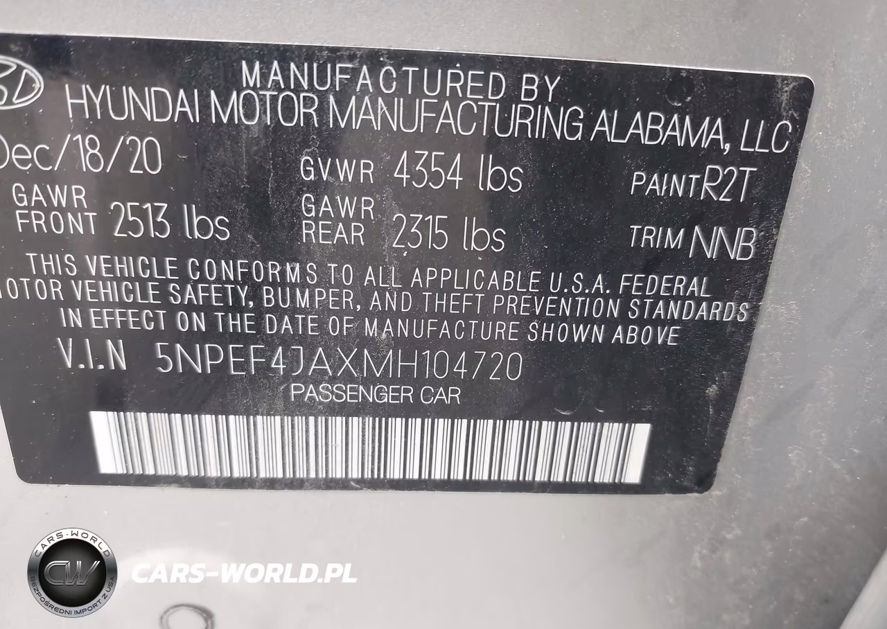 2021 Hyundai Sonata Sel VIN:5NPEF4JAXMH104720 - 9