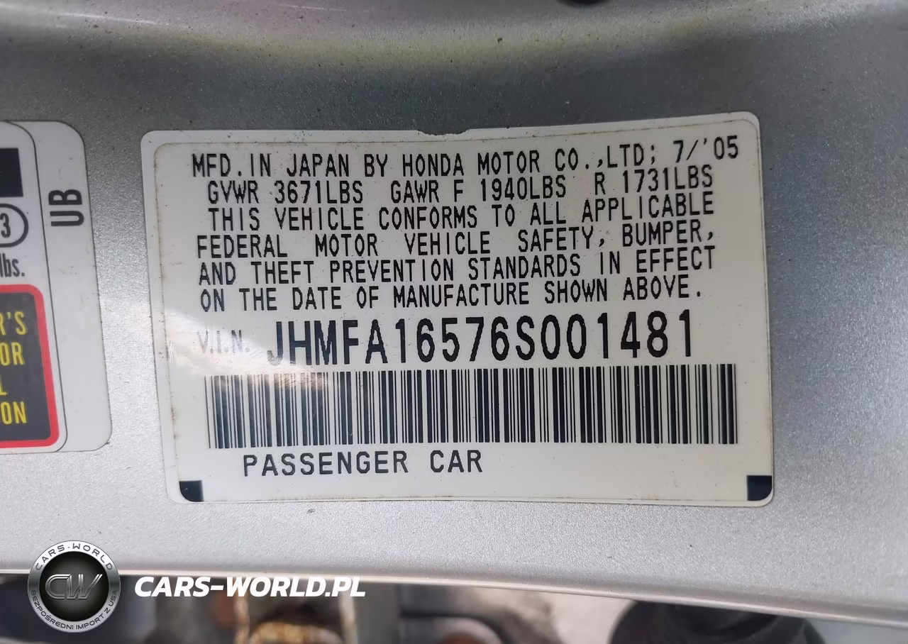 2006 Honda Civic Lx VIN:JHMFA16576S001481 - 9