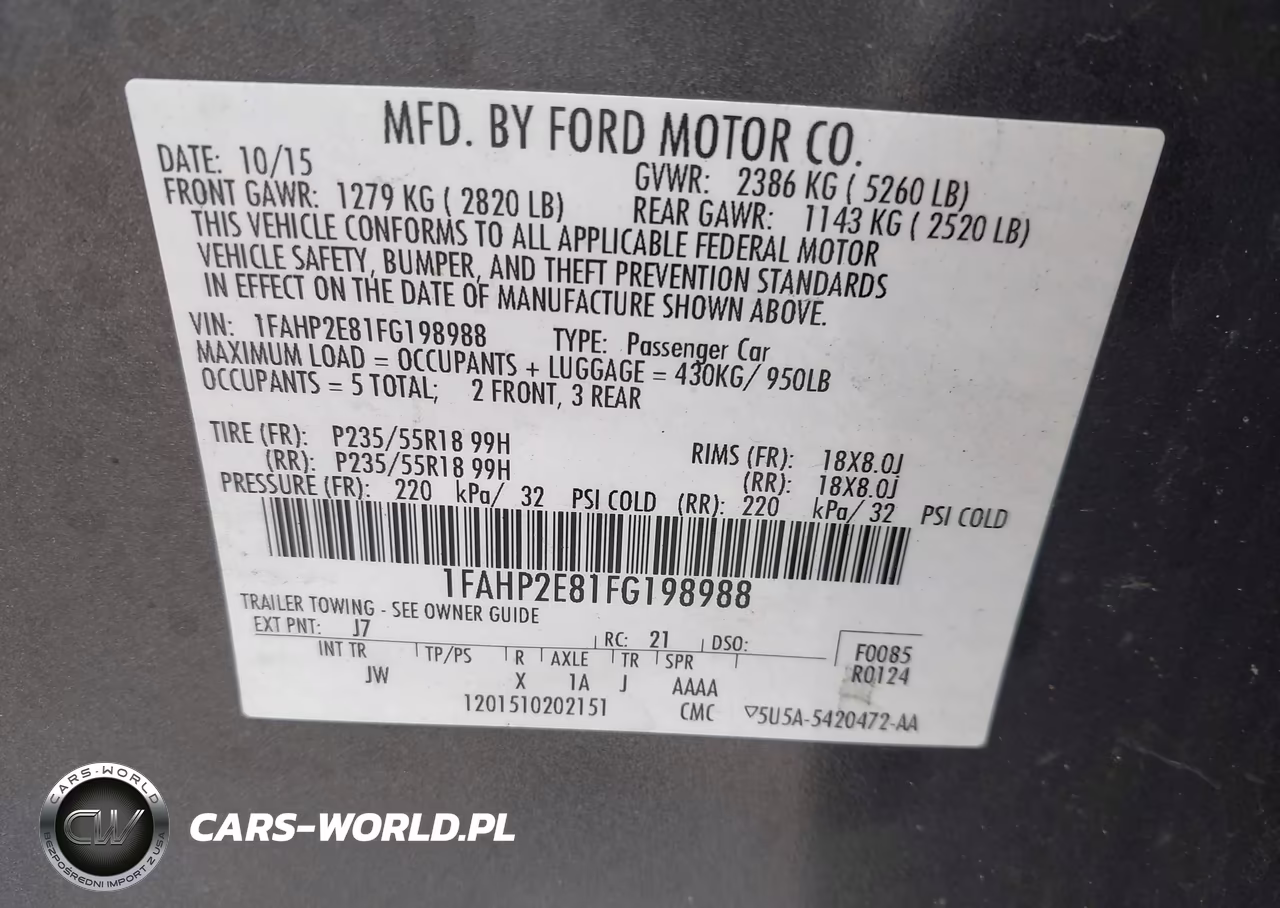2015 Ford Taurus Sel VIN:1FAHP2E81FG198988 - 9