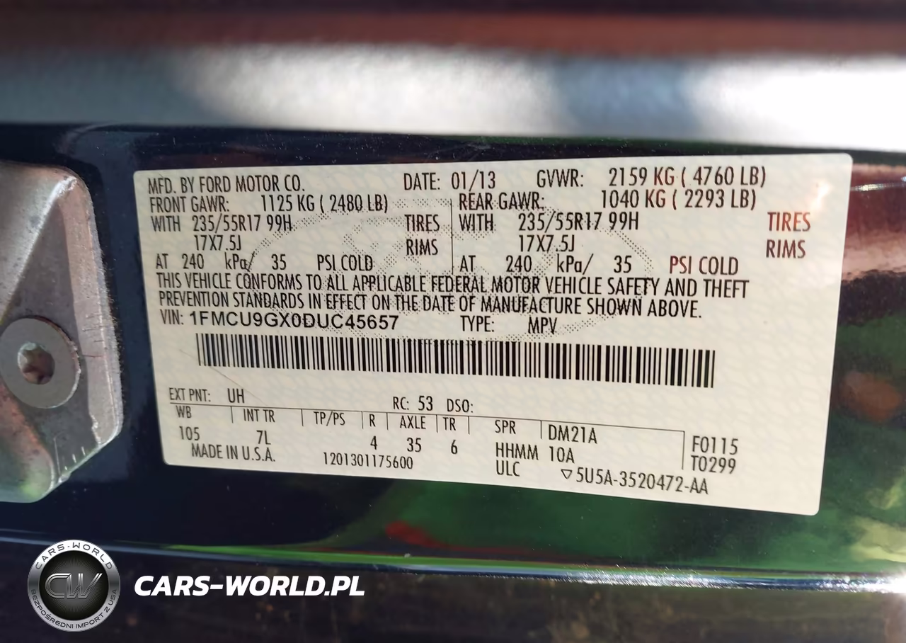 2013 Ford Escape Se VIN:1FMCU9GX0DUC45657 - 9
