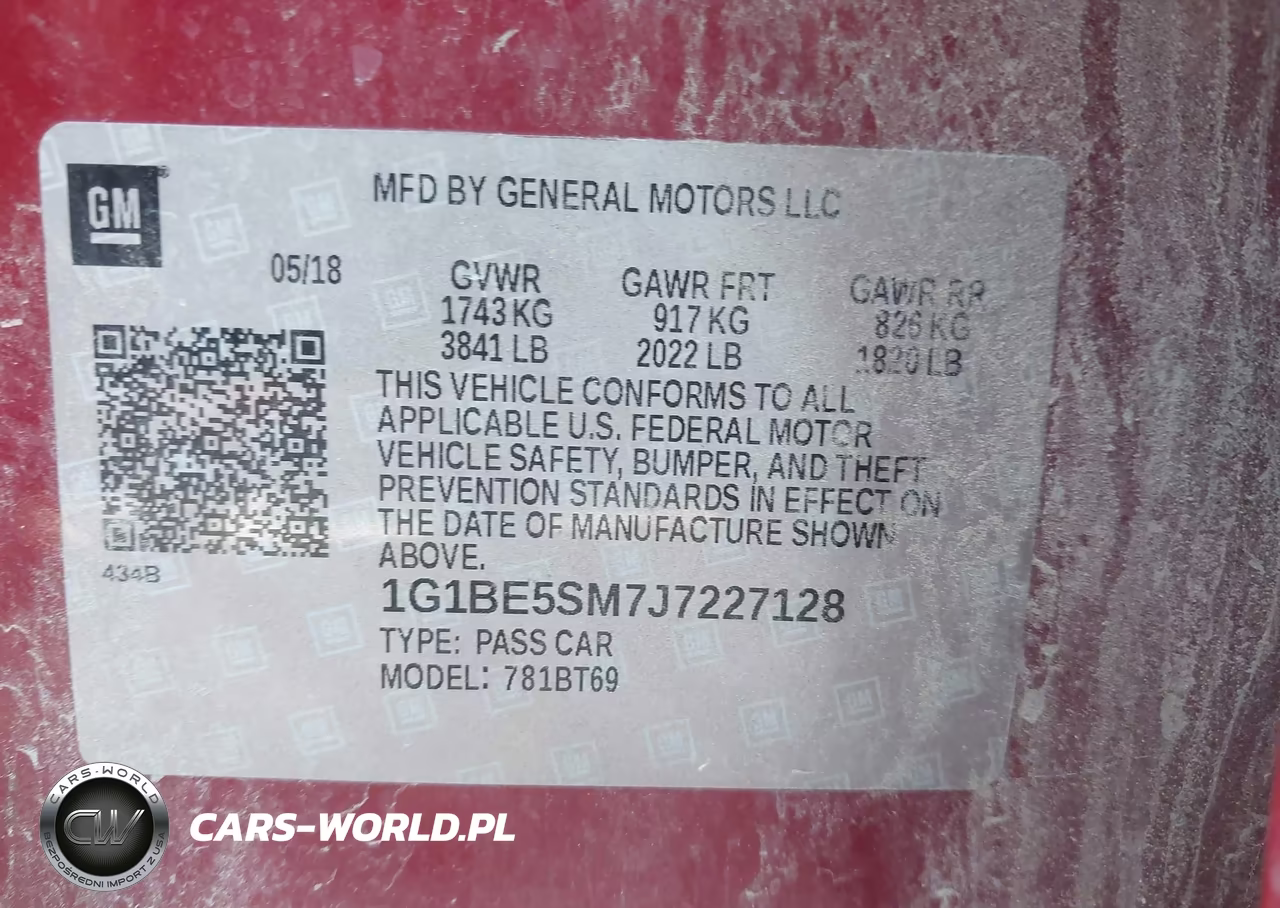 2018 Chevrolet Cruze Lt Auto VIN:1G1BE5SM7J7227128 - 9