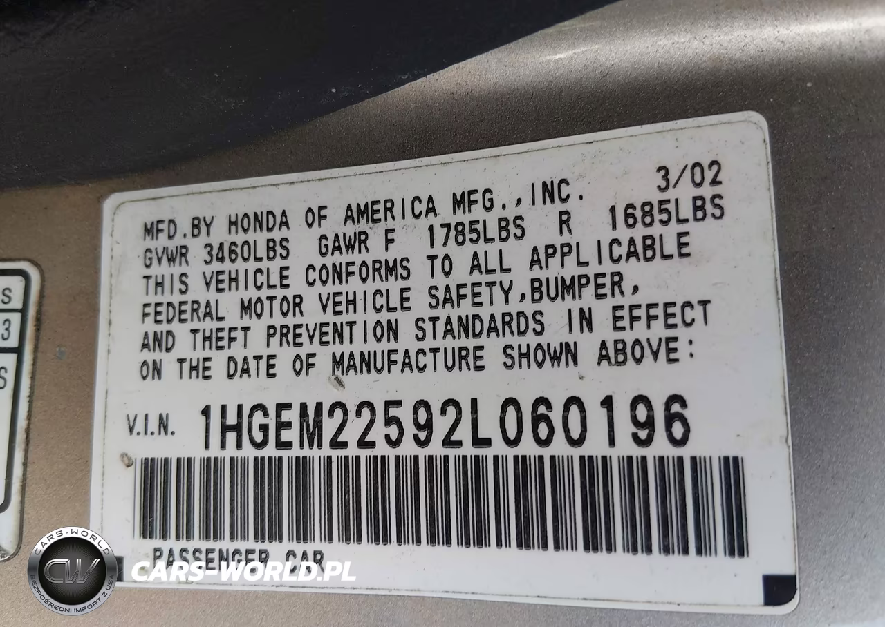 2002 Honda Civic Lx VIN:1HGEM22592L060196 - 9