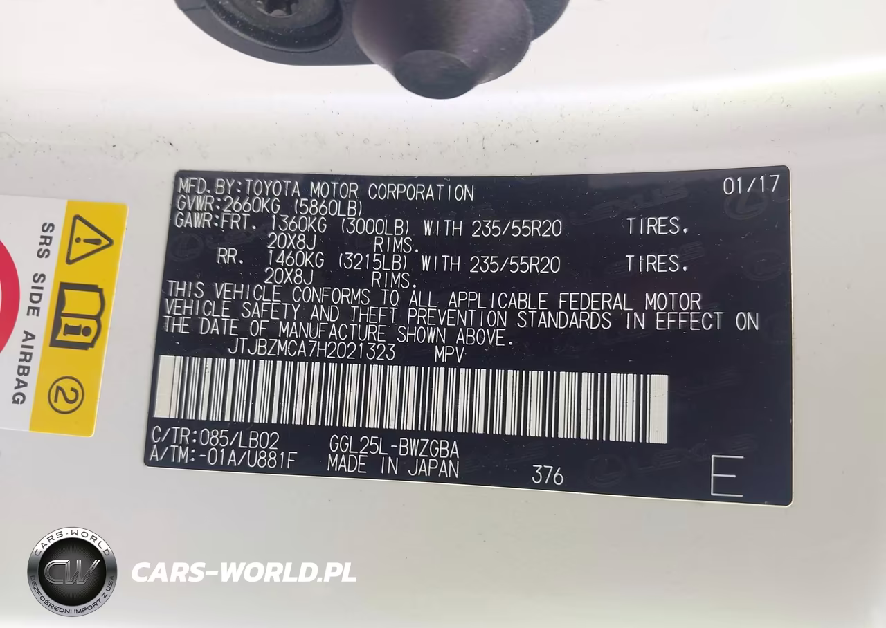 2017 Lexus Rx 350 VIN:JTJBZMCA7H2021323 - 9
