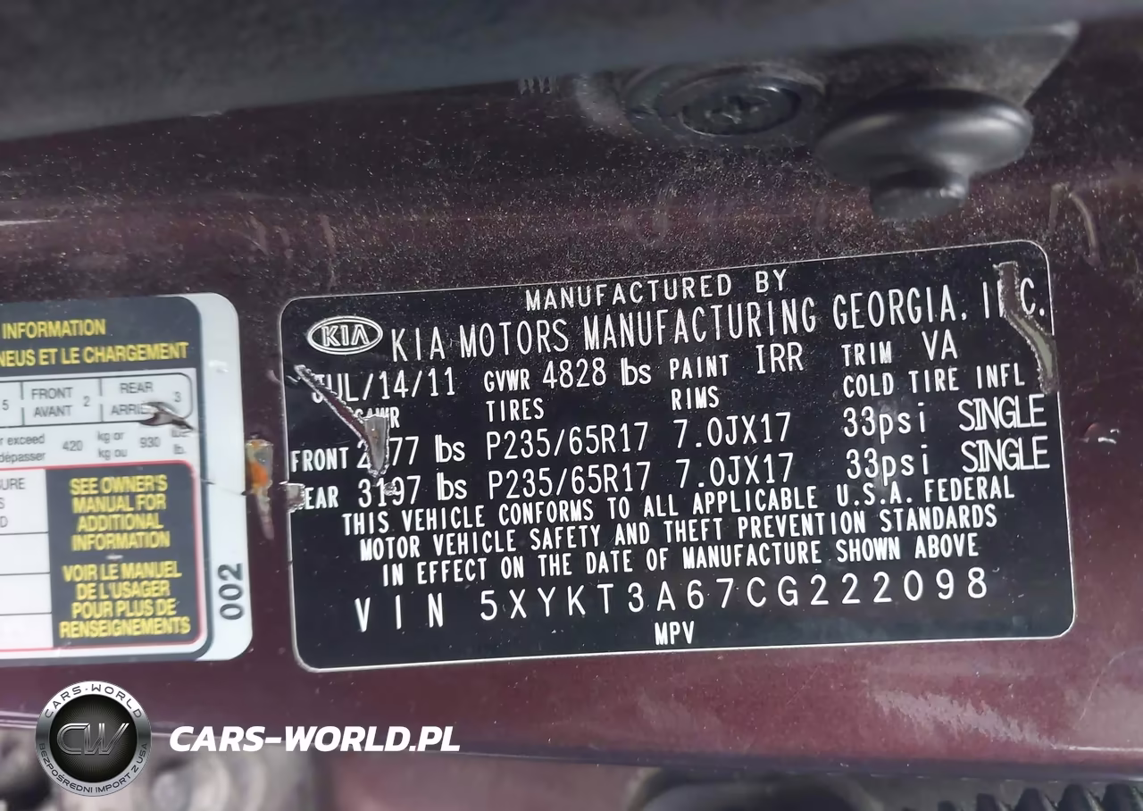 2012 Kia Sorento Lx VIN:5XYKT3A67CG222098 - 9
