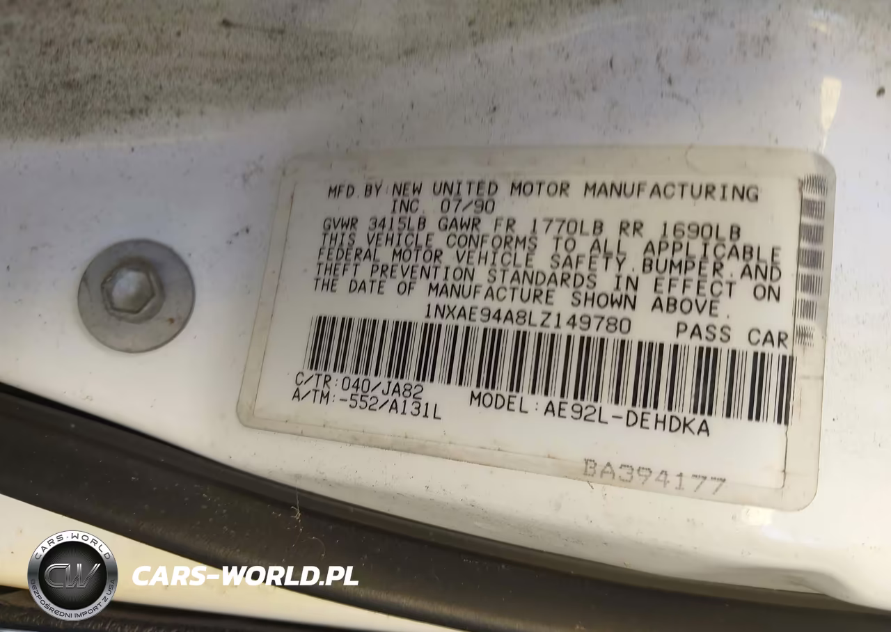 1990 Toyota Corolla Dlx VIN:1NXAE94A8LZ149780 - 9