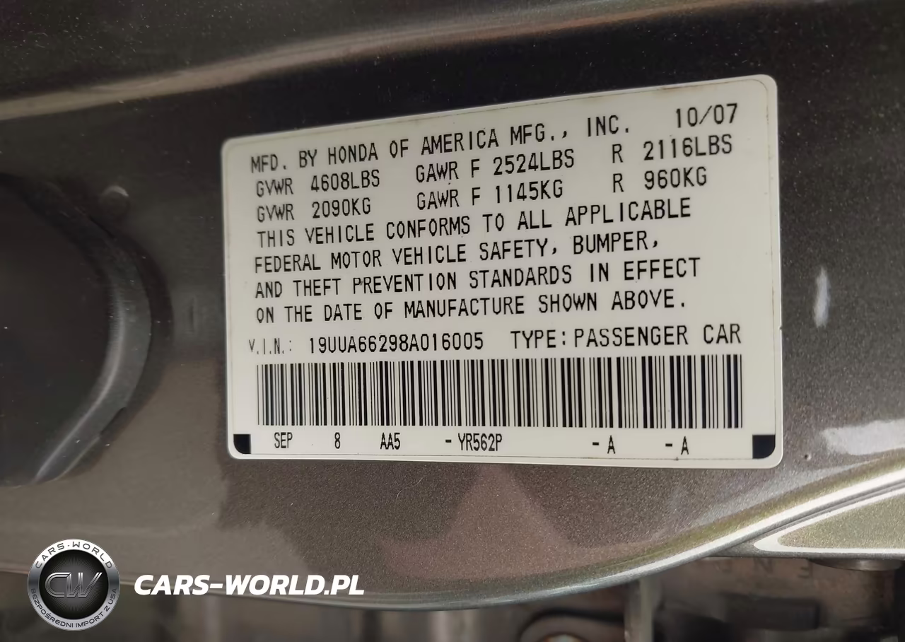 2008 Acura Tl 3.2 VIN:19UUA66298A016005 - 9