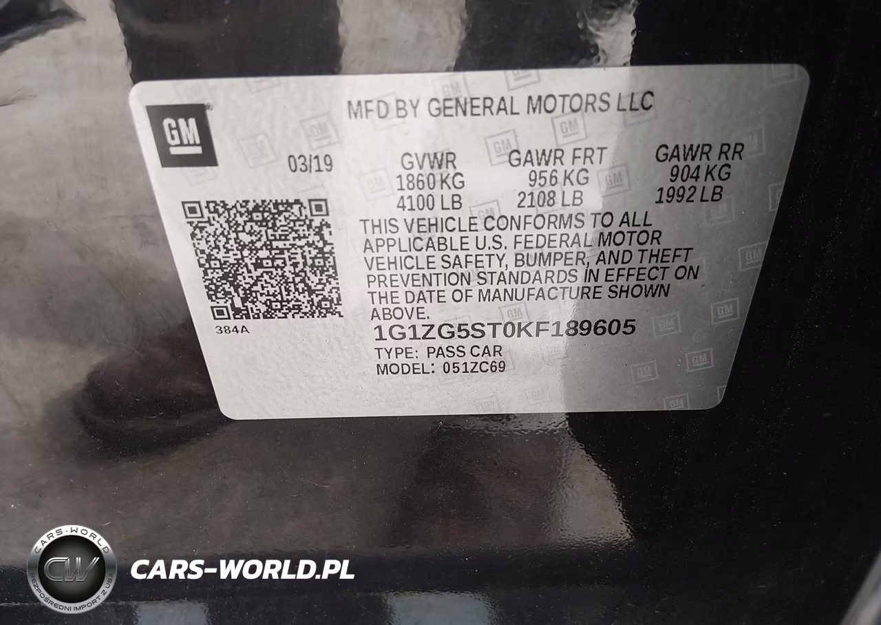 2019 Chevrolet Malibu Rs VIN:1G1ZG5ST0KF189605 - 9